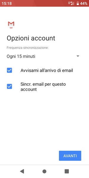 Seleziona AVANTI