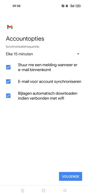 Selecteer VOLGENDE