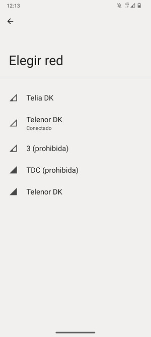Seleccione un operador de red de la lista