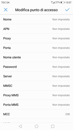 Inserisci le informazioni di Internet