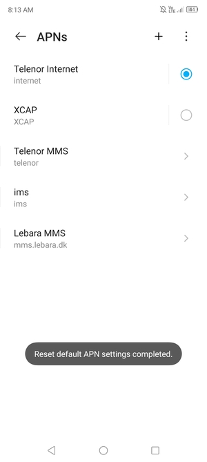 Your phone will reset to default Internet and MMS settings