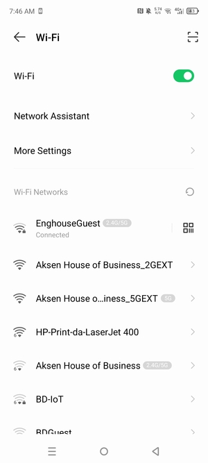 You are now connected to the Wi-Fi network