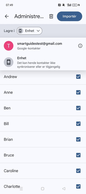 Velg din Google-konto