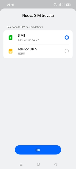 Seleziona la tua opzione preferita e poi OK