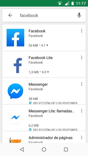 Seleccione la aplicación