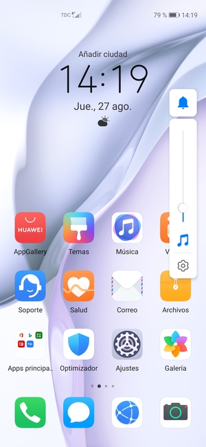Seleccione Sonido para cambiar el modo de vibración