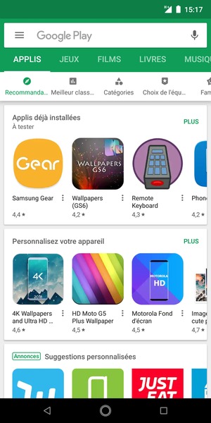 Sélectionnez la barre de Recherche