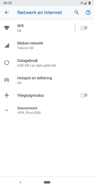 Selecteer Mobiel netwerk