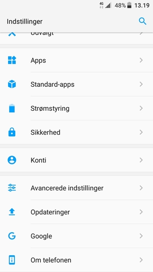 Scroll til og vælg Strømstyring