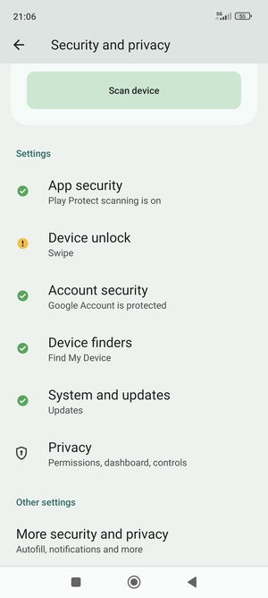 Scroll to and select System and updates