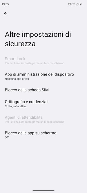 Seleziona Blocco della scheda SIM