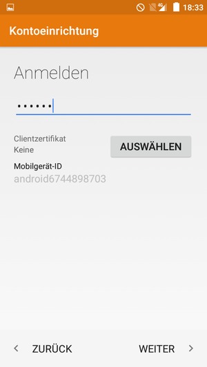 Geben Sie Ihre Passwort ein und wählen Sie WEITER