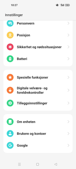 Bla til og velg Om enheten