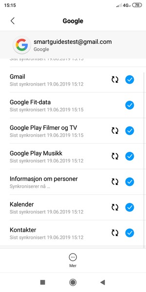 Dine kontakter fra Google vil synkroniseres til smarttelefonen din
