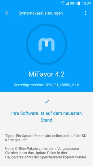 Falls Ihr Handy aktualisiert ist, wird Ihnen der folgende Bildschirm angezeigt