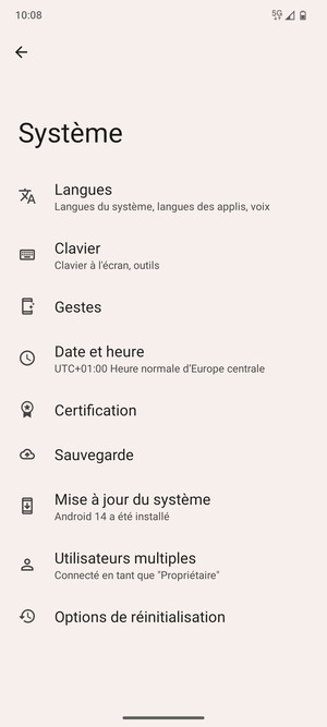 Sélectionnez Mise à jour du système
