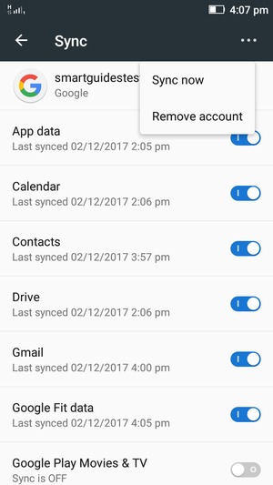 Select the Menu button and Sync now
