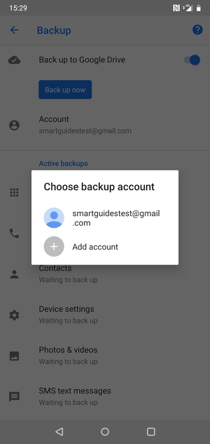 Select your backup account