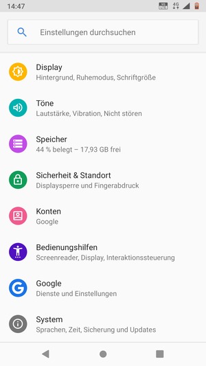 Scrollen Sie und wählen Sie Sicherheit und Standort
