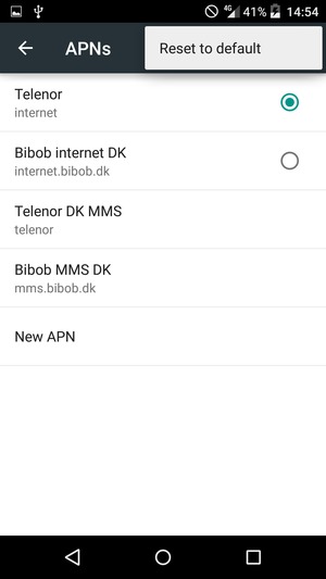 Select Reset to default