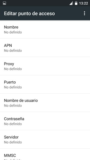 Introduzca la información de MMS