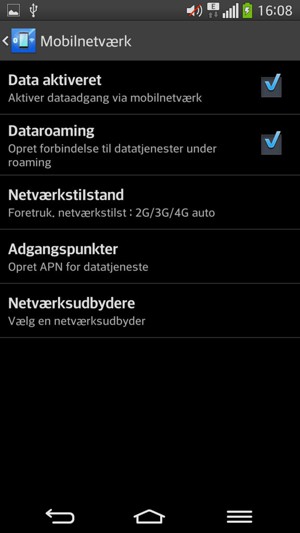Slå Dataroaming til eller fra