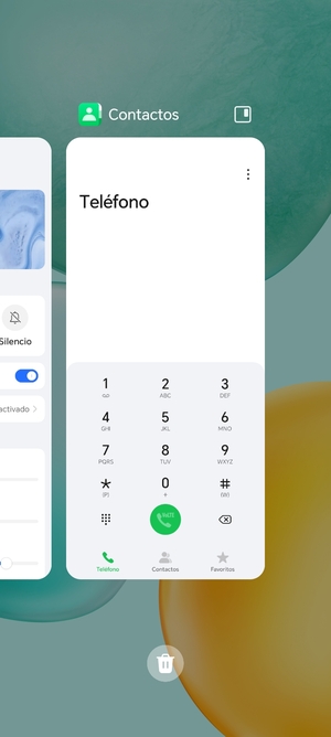 Seleccione el icono Eliminar para cerrar todas las aplicaciones en ejecución