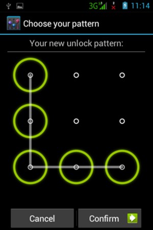 Draw the unlock pattern again and select Confirm