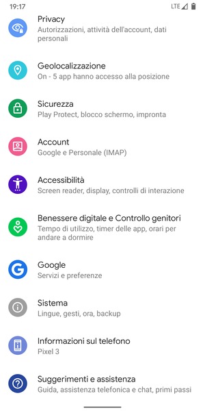 Scorri e seleziona Sistema