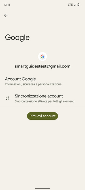 Seleziona Sincronizzazione account