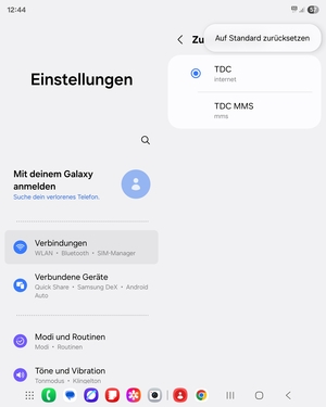 Wählen Sie Auf Standard zurücksetzen