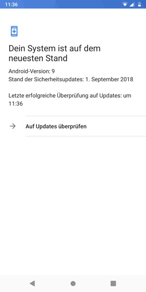 Falls Ihr Handy aktualisiert ist, wird Ihnen der folgende Bildschirm angezeigt