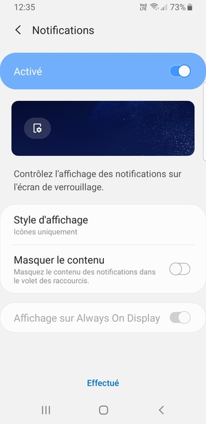 Sélectionnez votre options préférées et sélectionnez Effectué
