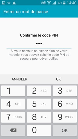 Veuillez confirmer le PIN de votre sauvegarde et sélectionner OK