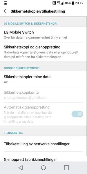 Velg Sikkerhetskopier mine data