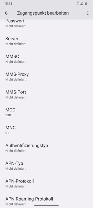 Scrollen Sie nach unten und geben Sie MMS-Informationen ein