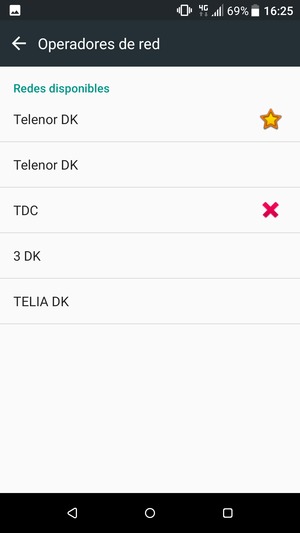 Seleccione un operador de red de la lista