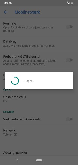 Afvent at søgningen er afsluttet