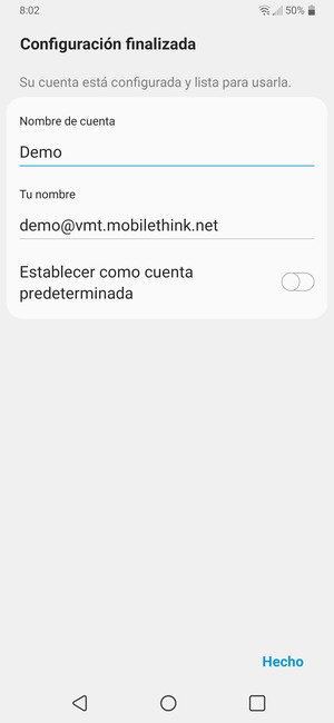 Déle a su cuenta un nombre y escriba su nombre. Seleccione Hecho