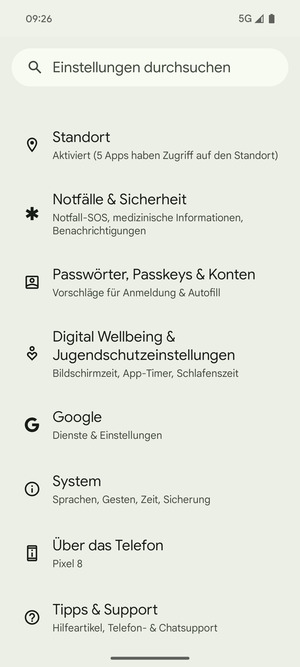 Scrollen Sie und wählen Sie System