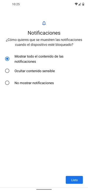 Seleccione la opción deseada y seleccione Listo