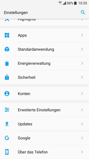 Scrollen Sie und wählen Sie Updates