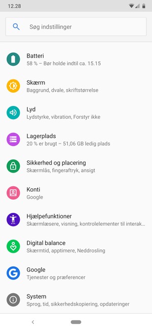 Scroll til og vælg Sikkerhed og placering