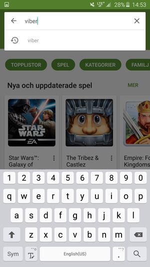 Ange app-namnet och välj Sök