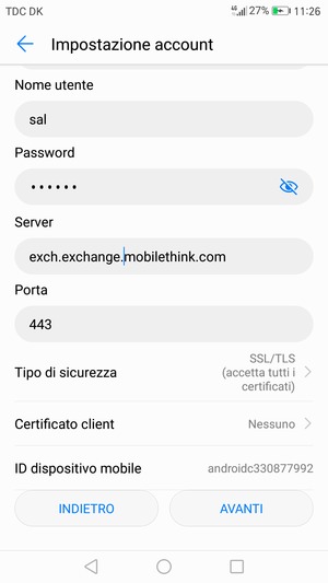 Seleziona AVANTI