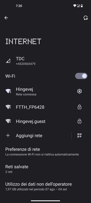Ora sei connesso alla rete Wi-Fi