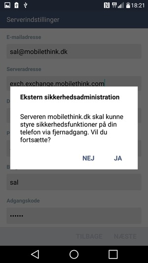 Vælg JA