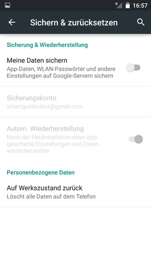 Schalten Sie Meine Daten sichern ein