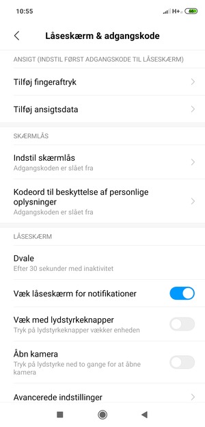 Vælg Indstil skærmlås