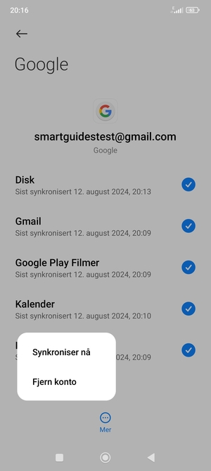 Velg Synkroniser nå